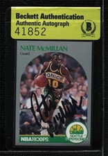 BAS 1990-91 NBA Hoops Nate McMillan #282 Seal of Authenticity Auto 3c7