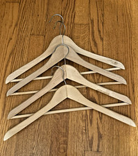 Lot of 4 Wooden Unbranded Heavy Duty Coat Jacket Suit Hangers Light Wood