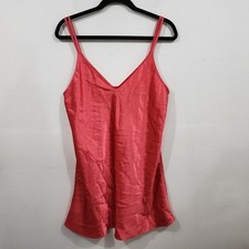 Vintage Jones New York Coral Chemise Liquid Satin Short Nightgown Womens Size L