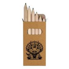 6 x 'Happy Baby Triceratops' Short Colour Pencils PE00072940 