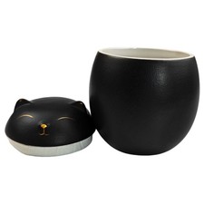 Smiley Cat Shaped Pet Urn 4.9 x 4.3 inches For Small Dog And Cat Ashes Black, L