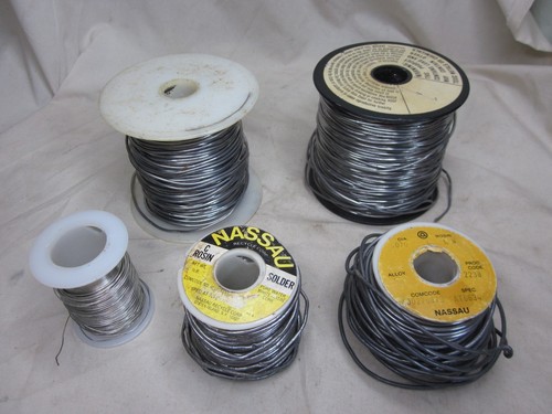 vintage 10+ pounds ROSIN SOLDER Lot  NASSAU Water White Core + solder rolls roll
