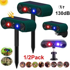 130db Solar Outdoor Motion Sensor Alarm Ultrasonic Siren with 4 Modes Flashing