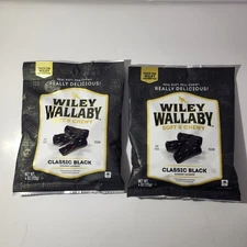 Wiley Wallaby Australian Classic Black Gourmet Licorice 2- 4 oz Bags Candy