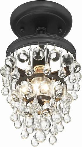 Calypso Matte Black 1-Light Semi Flush Mount Ceiling Light Fixture - Picture 4 of 5