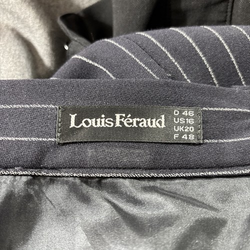 Vintage LOUIS FERAUD Blue Pinstripe Lined Wool Blend Pencil Skirt Size 16 - 第 4/4 張圖片