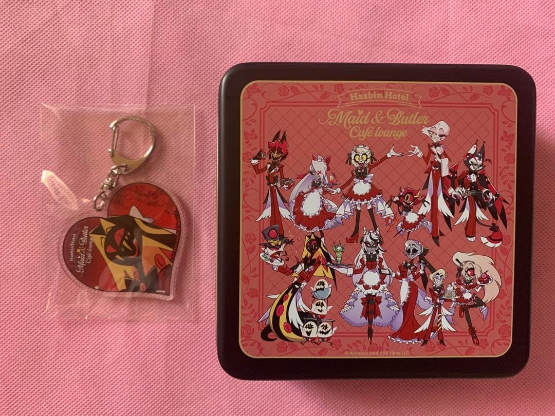 Hazbin Hotel Sir Pentious Acrylic Keychain & Can Case Set Animate Cafe Japan