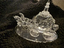 Godinger Handmade Shannon Crystal Coach Horse & Carriage Sculpture DAMAGED