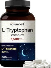 NatureBell L Tryptophan 1300mg mit L-Theanin 200mg, 300 Kapseln  Aktivfreie...