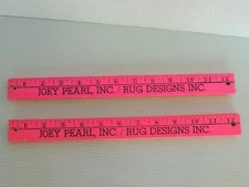 Advertising Wood 36" tri ruler TWO JOEY PEARL INC RUG DESIGNS CLEVELAND, OH