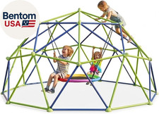 10FT Climbing Dome with Saucer Swing, Outdoor Dome Climber Supports 1000LBS, Rus