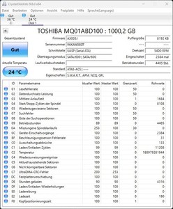 Toshiba Mobile HDD MQ01, 2.5", 8MB Cache, 9,5mm, SATA 3Gb/s, (MQ01ABD100)