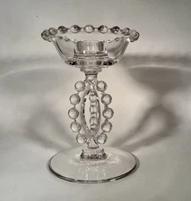 Imperial Candlewick Glass Tri Stem Candleholder Candlestick Vintage 6”