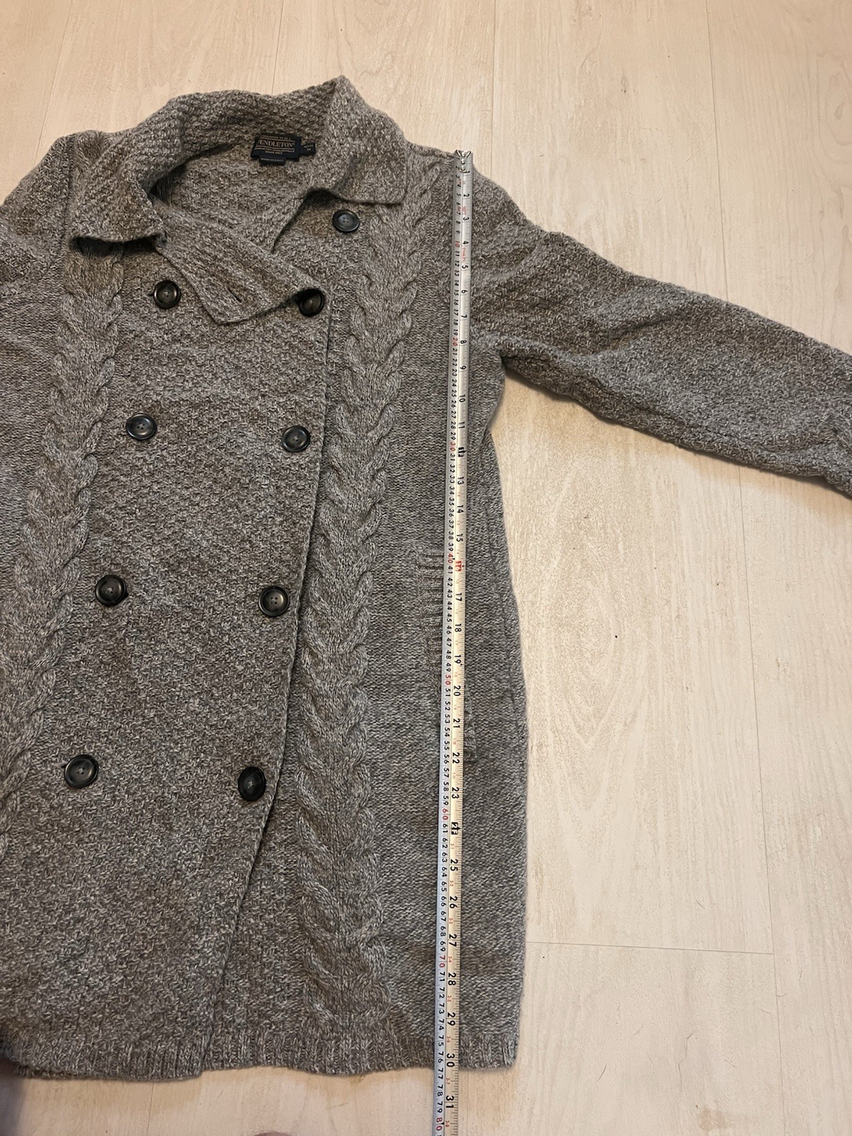 Pendleton Cable Knit Long Double Breasted Cardiga… - image 8