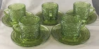 Vintage Anchor Hocking Soreno Avocado Green Set of 5 Cup & Saucer Sets