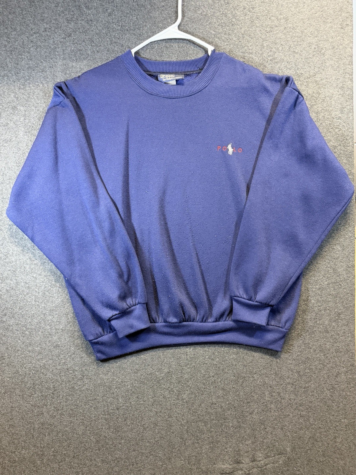 Vintage Polo Ralph Lauren Crewneck Sweatshirt Blue Spell Out Logo USA Mens M