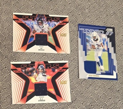2025 Score Football Stars of The NFL Stroud&Moore..Zoned In Josh Downs ..3 Cards