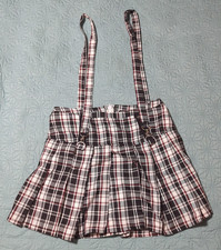 Hot Topic Plaid Mini Skirt Medium Black White With Removable Suspenders