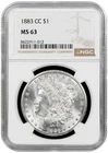 1883 CC Morgan Silver Dollar NGC MS 63 (012)