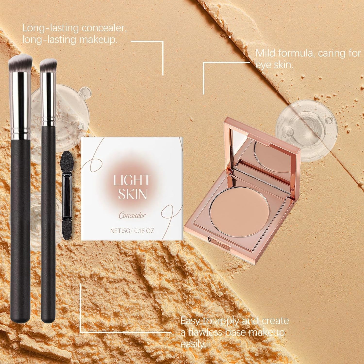 Colored Clay CC Undereye Corrector – Dark Circle Concealer with 3 Brushes