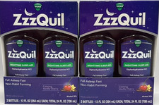 2PK ZzzQuil Nighttime Liquid SleepAid  12 OZ EA EXP 5/27 Calming Vanilla Cherry