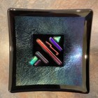 Dichroic Fused Art Glass Green Iridescent 6” Square Trinket Dish Decor — photo 3