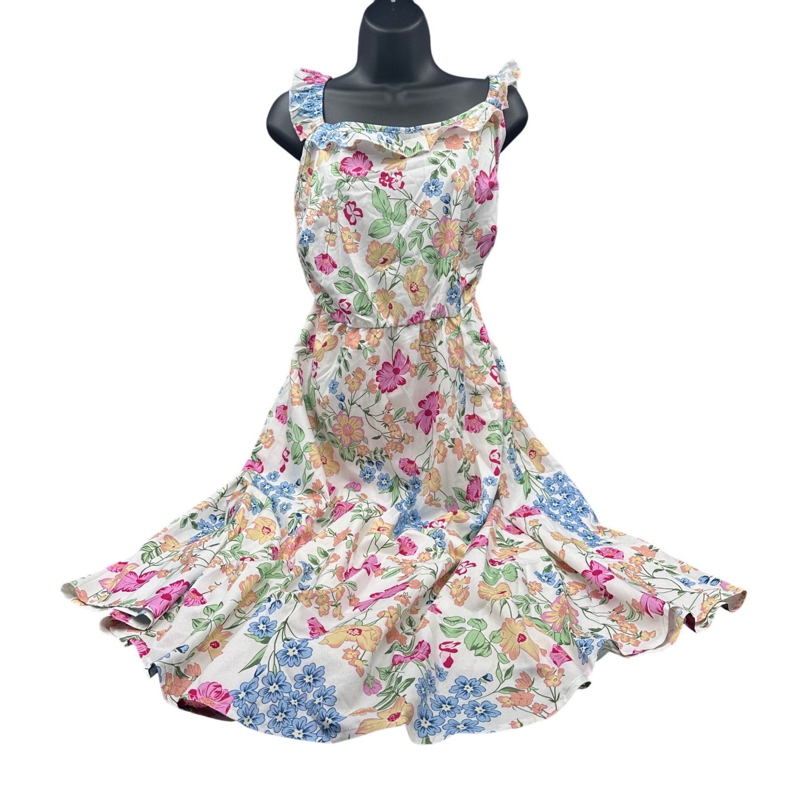 Bloomchic Floral Print Ruffle Trim Sleeveless Sundress - Women's