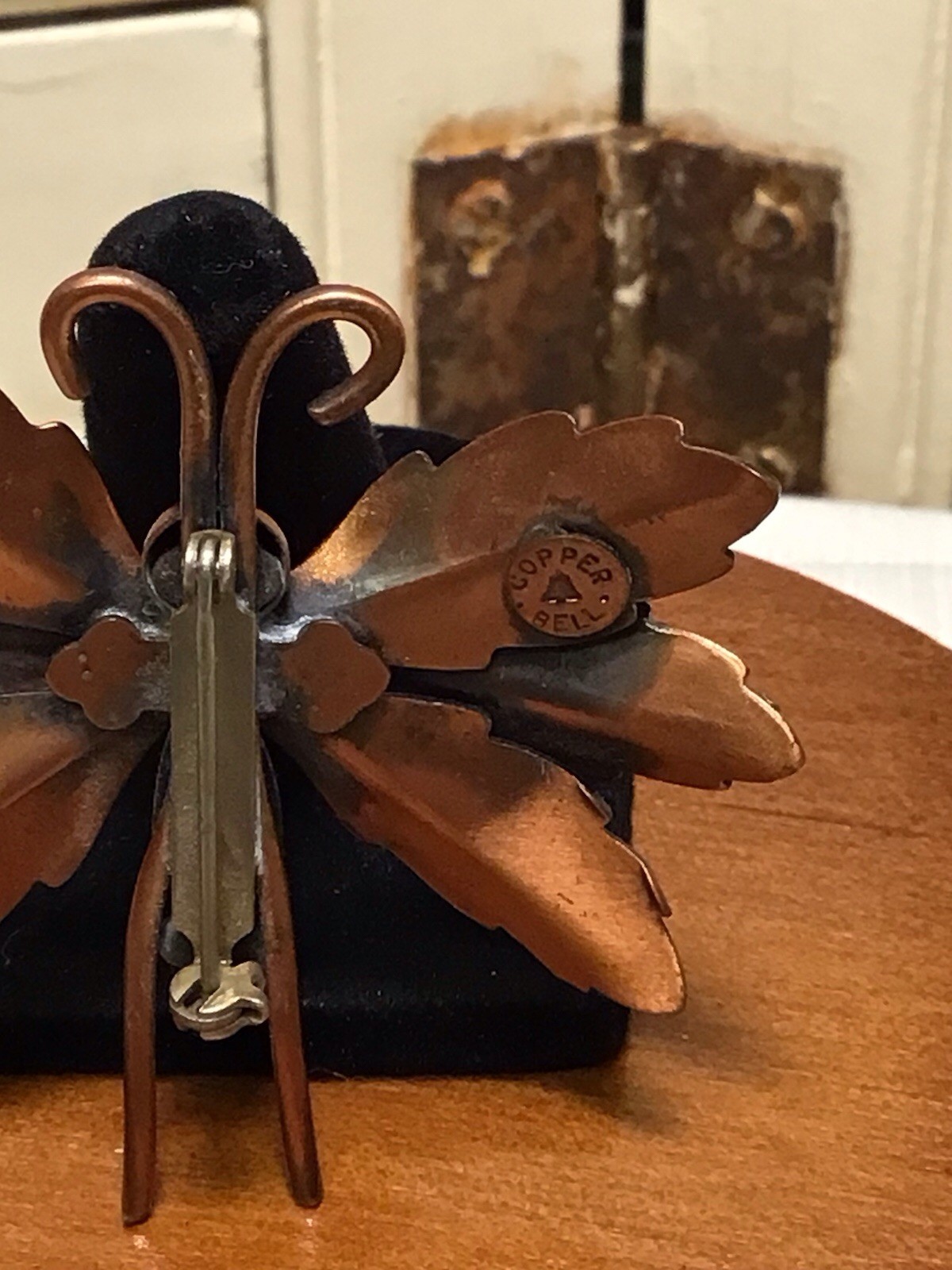 Beautiful Vintage BELL Solid Copper Butterfly Pin… - image 3