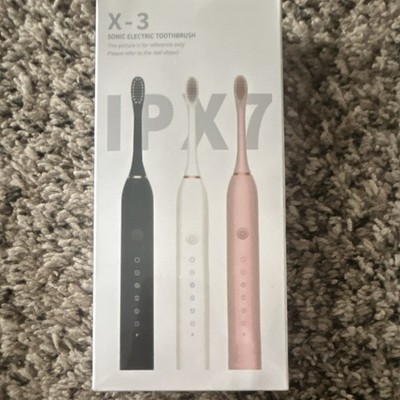 X-3 Sonic Electric Toothbrush IPX7 Waterproof Battery Powered Black 5-Speed