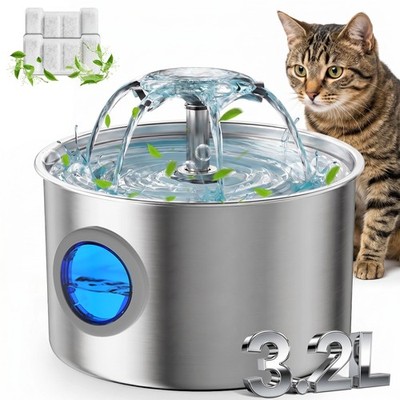 Cat Water Fountain Stainless Steel 108oz/3.2L Automatic Pet Dog Water Fountain
