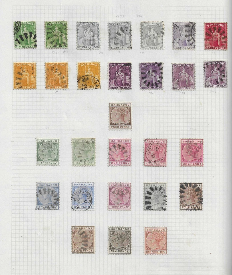 BARBADOS 1852-1875 QV Colección temprana de (69 - 26665 Foto 3 de 4