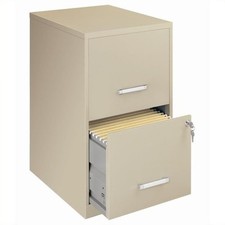 Space Solutions 18" Deep 2 Drawer Metal File Cabinet Putty/Beige