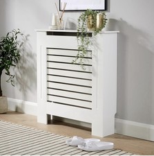 Small Radiator Cover Wooden MDF Wall Cabinet Shelf Slatted Grill Modern