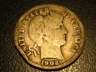 1902-O 90% Silver Barber Dime