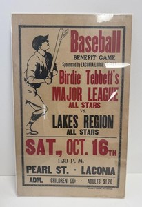 1950's Birdie Tebbetts Major League All Star Game Sign Original Laconia NH
