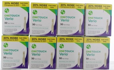One Touch VERIO 240 Test Strips 8 Boxes of 30 Same Day Shipping Expires 10/2026+