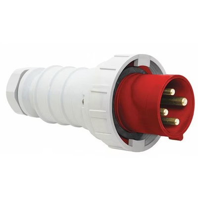 Pin & Sleeve Plug, 100 A, 480V AC, Three Phase, 3 Pole, IEC Grounding, Red, NEMA