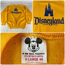 Vintage 70's Walt Disney Productions Disneyland Yellow Sweatshirt Size XL 46