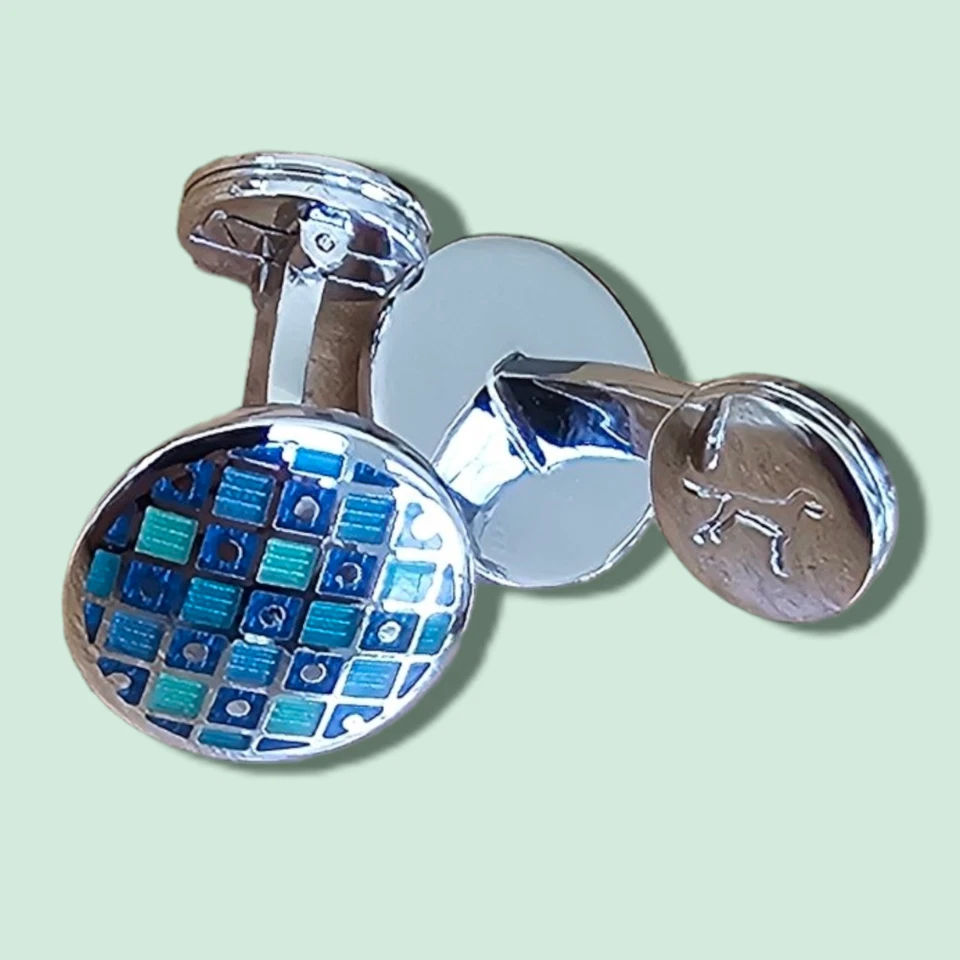 Gemelos - Gemelos redondos plateados genuinos Paul Smith, azules y verdes - Hechos en Reino Unido Foto 2 de 4