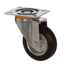 Image of Rubber Wheel Castors Plate or Hole Fitting 80- 125mm Heavy Duty