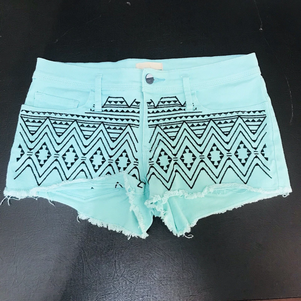 Roxy Denim Jean Shorts Junior’s Size 5 Light Green Mid Rise Pockets - Изображение 2 из 4