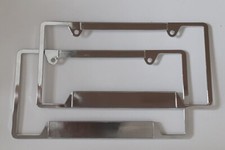 2x License Plate Frame Blank Plain Chrome