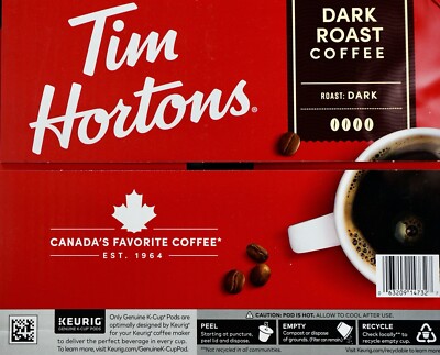 Tim Hortons Premium Coffee Dark Roast Arabica, Keurig K Cup Pods
