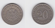 20 Pfennig Nickel M&uuml;nze Deutsches Reich 1892 A J&auml;ger 14 vz (150355)