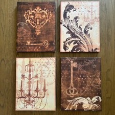 Set of 4 Canvas Wall Art Prints- Vintage Style Creams Browns