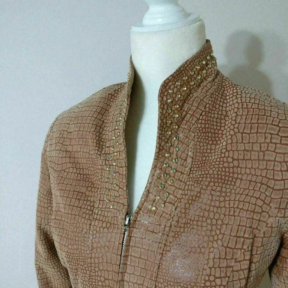 Chaqueta de Cuero Gamuza S Cristal Adornado Western Placer Montar Ecuestre Foto 2 de 4