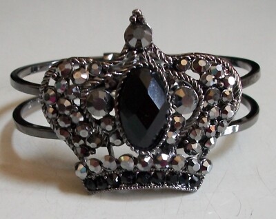 Crown Fashion Hematite Finish Rhinestone Party Wear Women's Girl's Bracelet