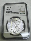 1887 morgan silver dollar ngc ms64