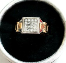 Ring 62 Fingerring Herrenring Gold Silber zweifarbig  Herrenschmuck Zirkonia