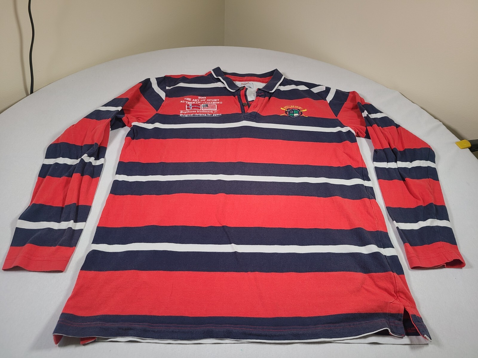 FILA Polo sportiva Sculler uomo XL rossa slim fit rugby a righe atletica canottaggio logo